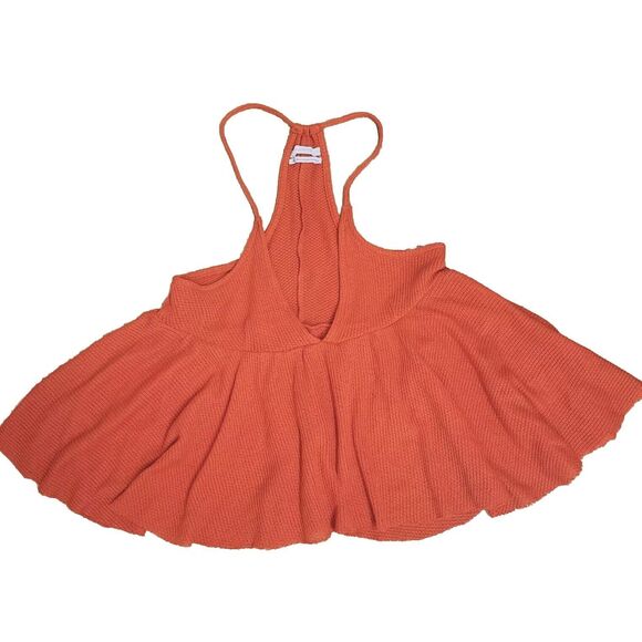 Urban Outfitters Bright Orange V Neck Hi-Lo Waffle Knit Tank Blouse Size XS/TP - Picture 6 of 7